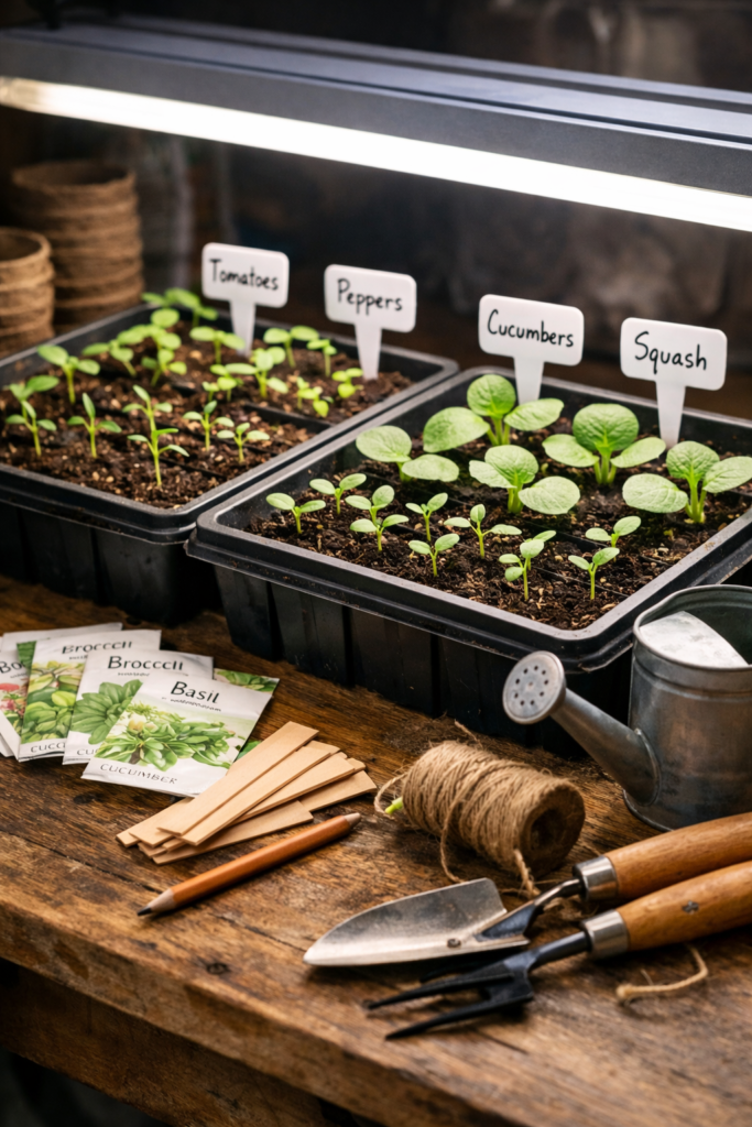 Vegetable plant seed starting indoors
