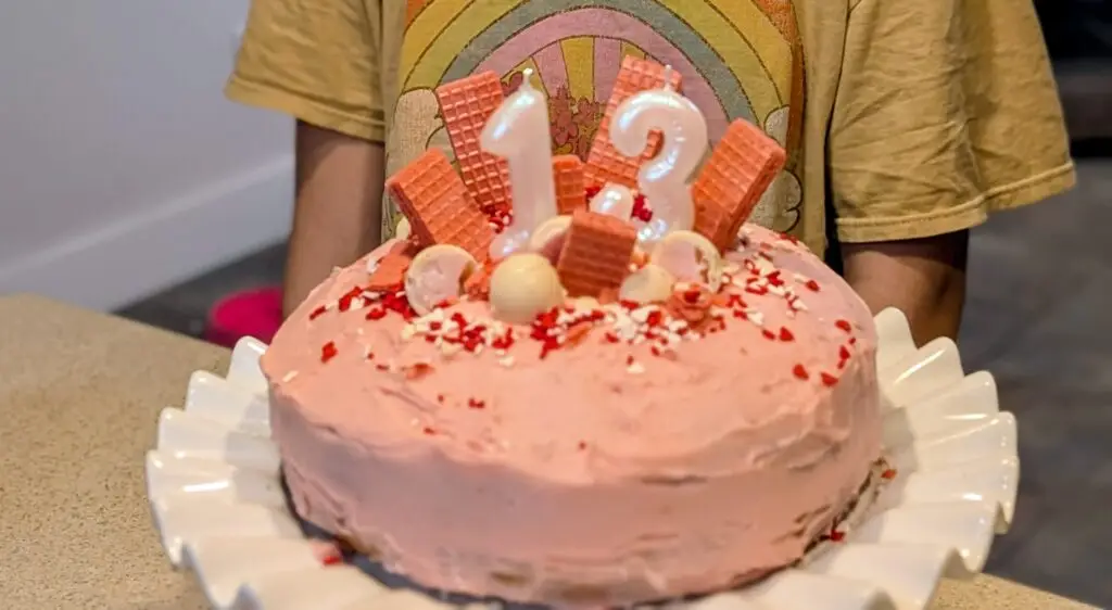 Pink 13th birthday cake