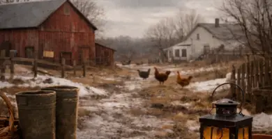 Waiting on winter to turn to spring on our family homestead. Boots and chickens and seedlings.