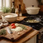 rustic farmhouse kitchen with fresh ingredients and the best homestead kitchen tools