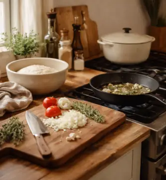 rustic farmhouse kitchen with fresh ingredients and the best homestead kitchen tools