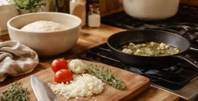 rustic farmhouse kitchen with fresh ingredients and the best homestead kitchen tools
