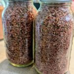 Half gallon mason jars filled with freeze-dried mason jars