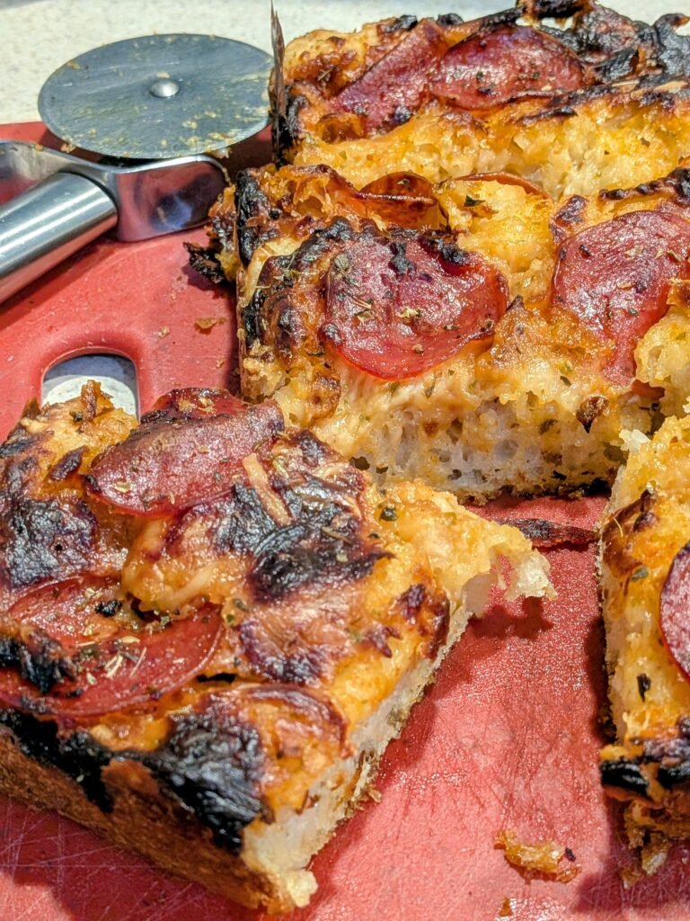 Sliced sourdough pizza focaccia