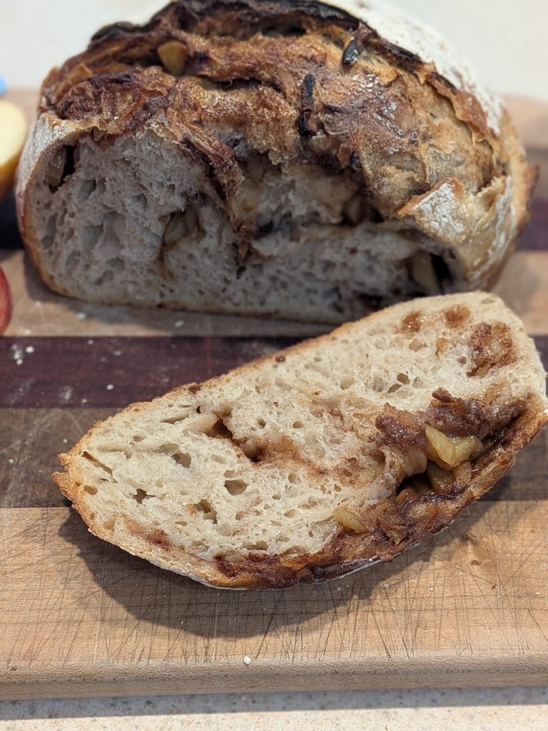 Sliced apple cinnamon sourdough loaf