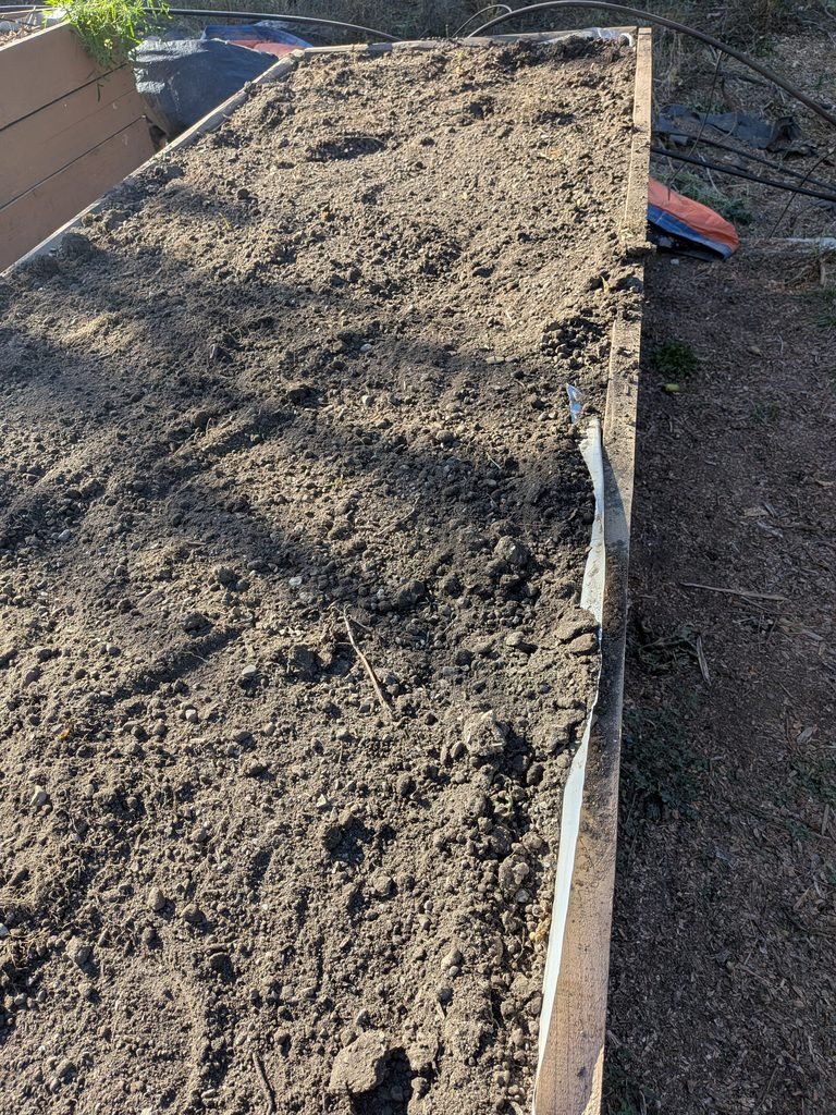 Raked garden bed