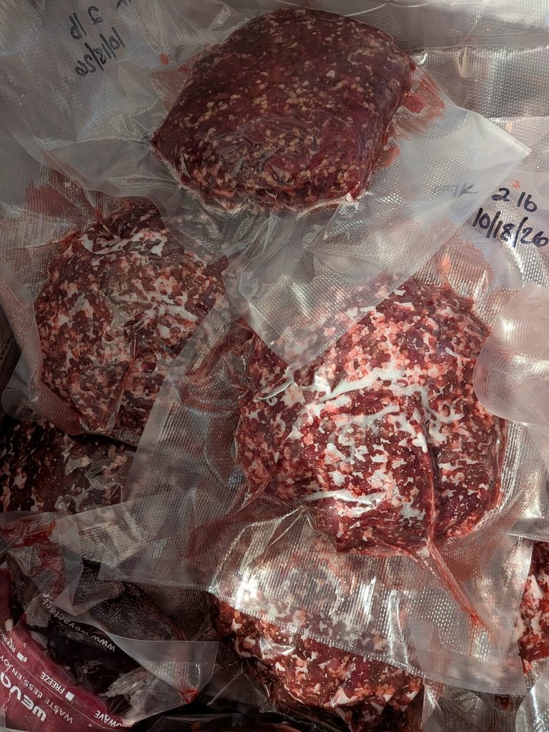 Ground elk meat in the freezer